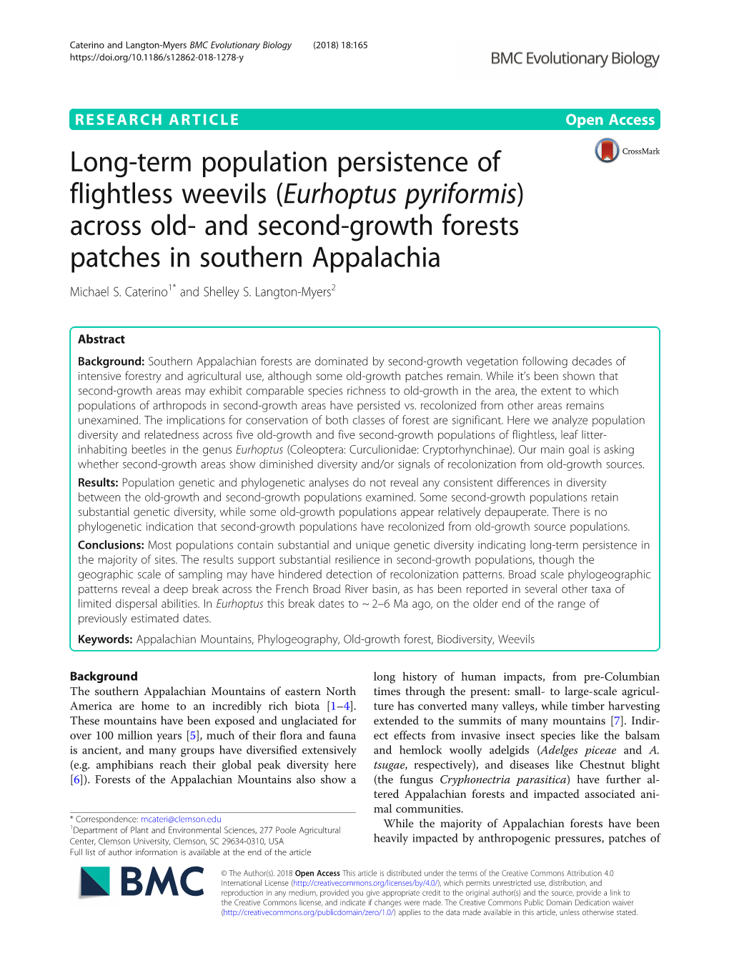 (Eurhoptus Pyriformis) Across Old- and Second-Growth Forests Patches in Southern Appalachia Michael S