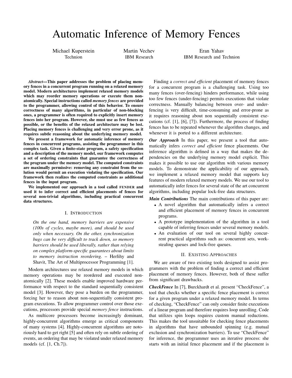 Automatic Inference of Memory Fences