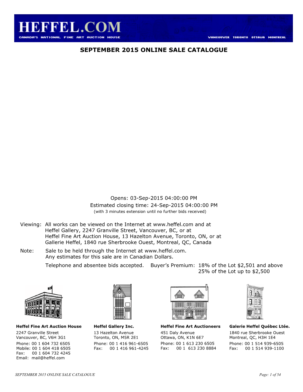 September 2015 Online Sale Catalogue