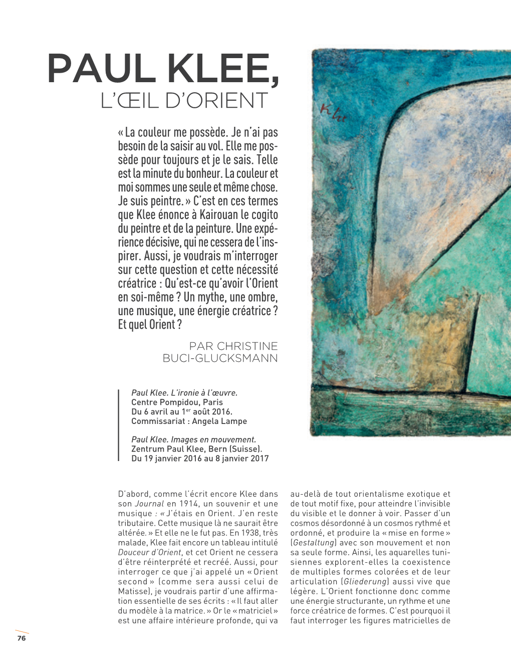 Paul Klee, L’Œil D’Orient « La Couleur Me Possède