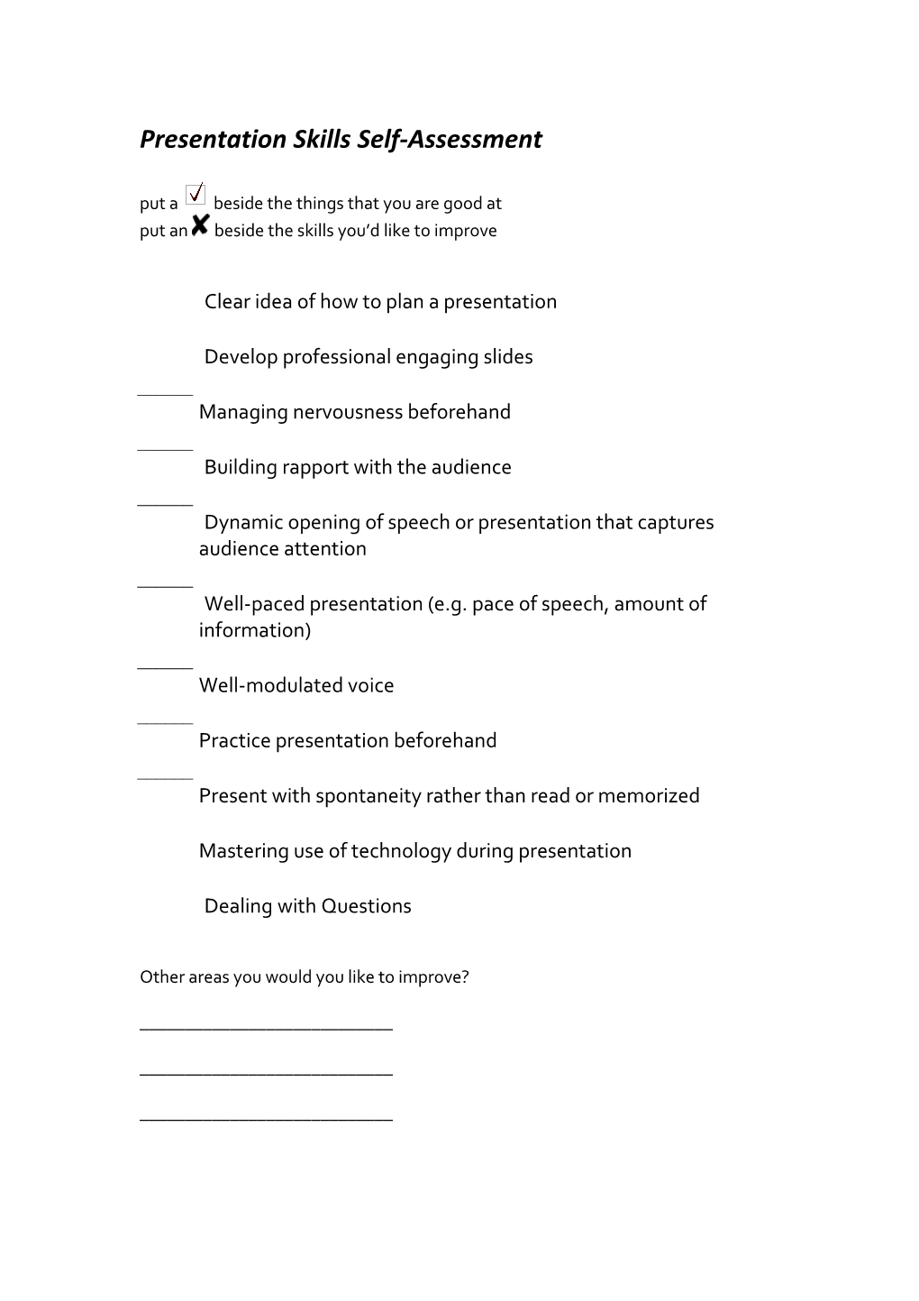 Presentation Skills Self-Assessment