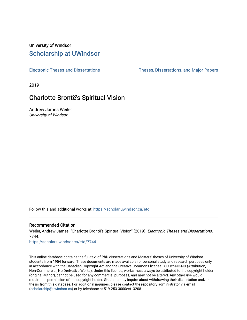 Charlotte Brontë's Spiritual Vision