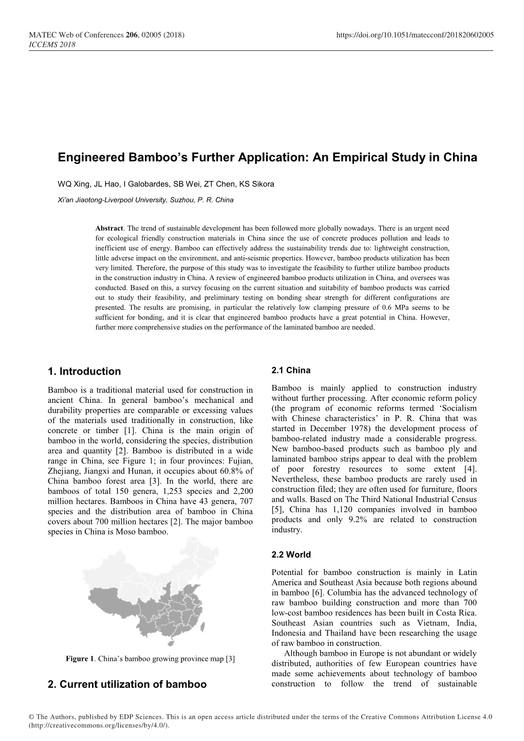 Engineered Bamboo's Further Application: an Empirical Study in China