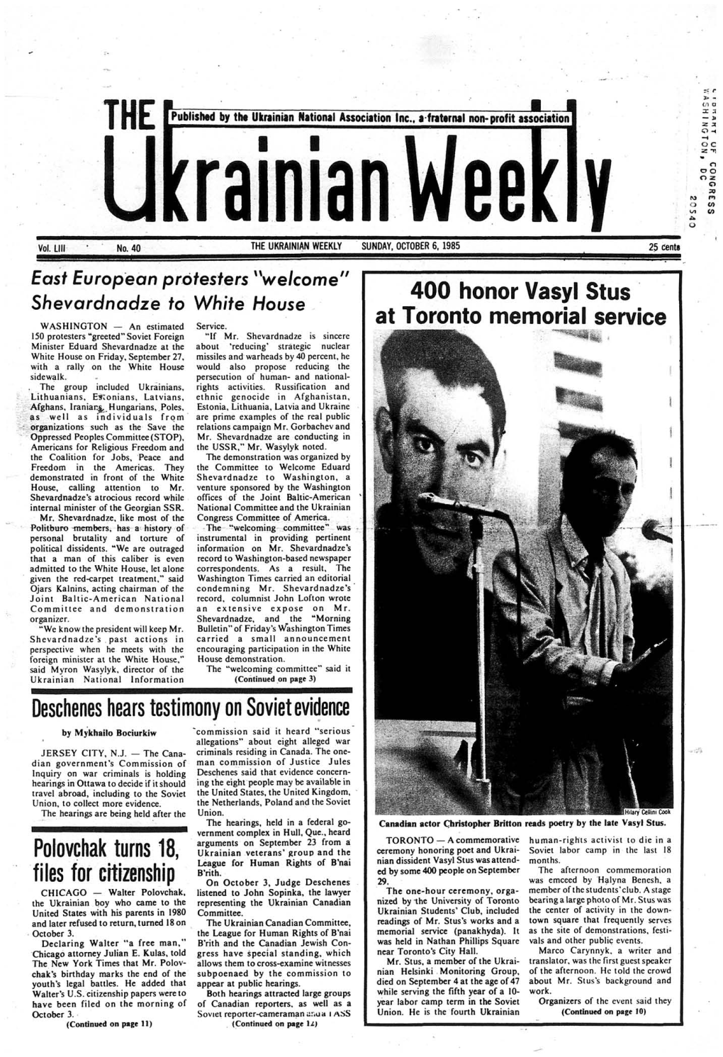 The Ukrainian Weekly 1985, No.40