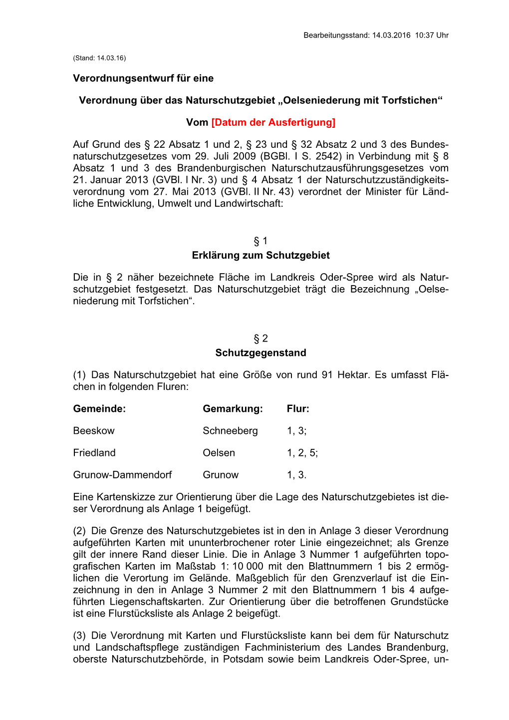 Verordnungsentwurf Für Eine