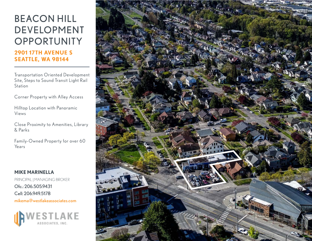 Beacon Hill Development Opportunity 2901 17Th Avenue S Seattle, Wa 98144