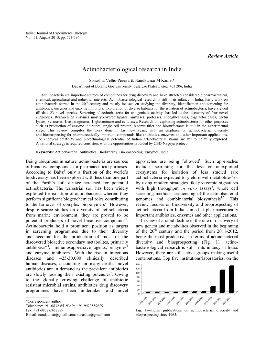 Actinobacteriological Research in India