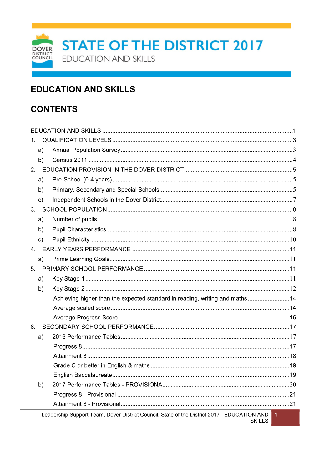 Education and Skills Contents