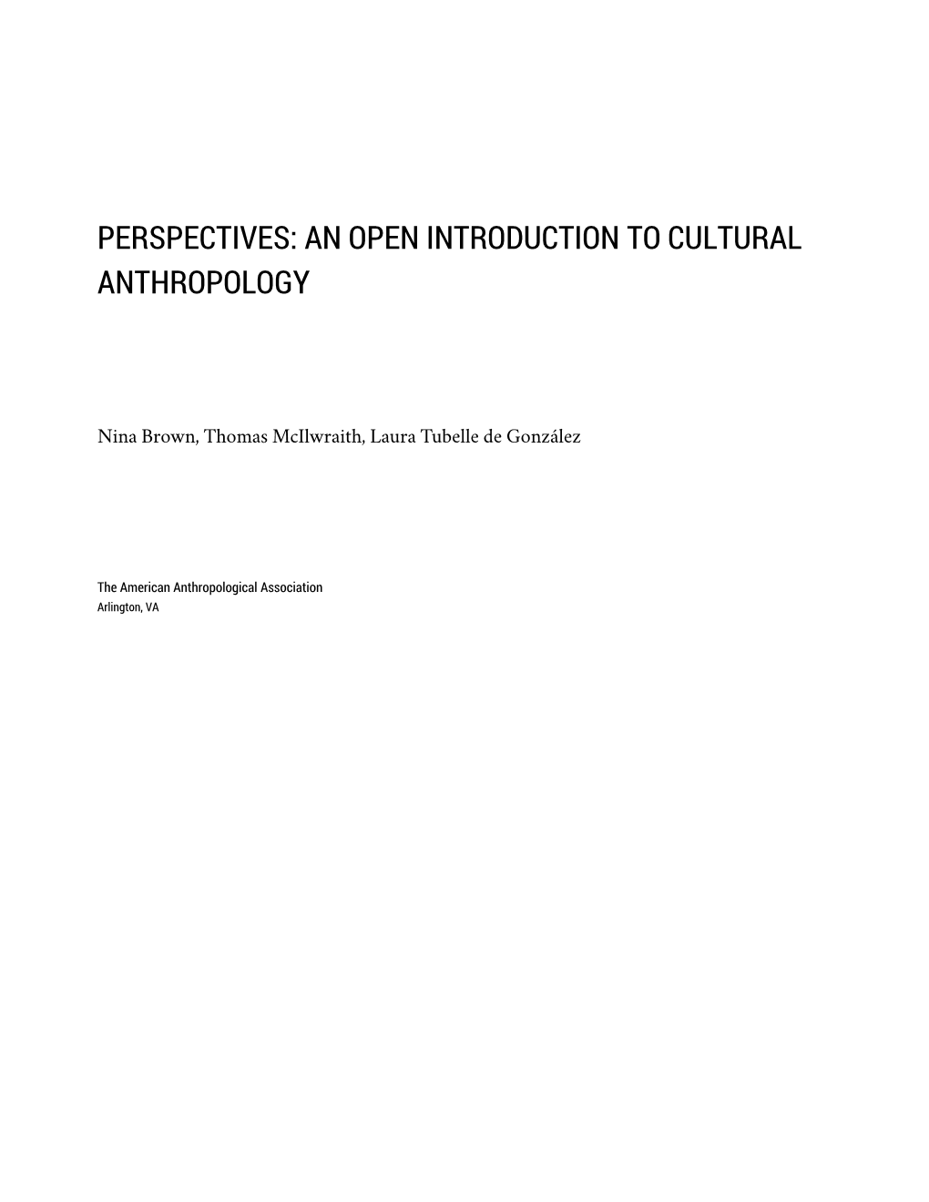 Perspectives: an Open Introduction to Cultural Anthropology