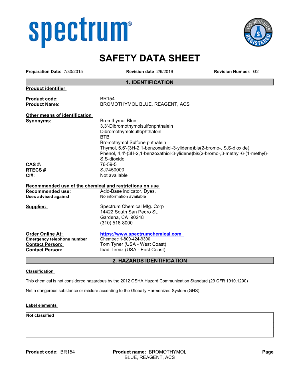 SDS Contains All of the Information Required by the HPR