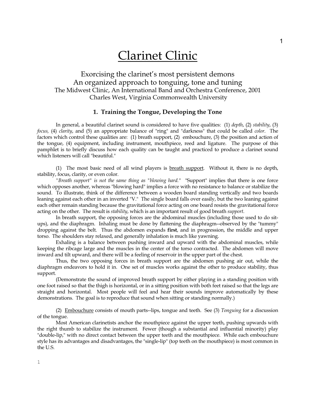 Clarinet Clinic
