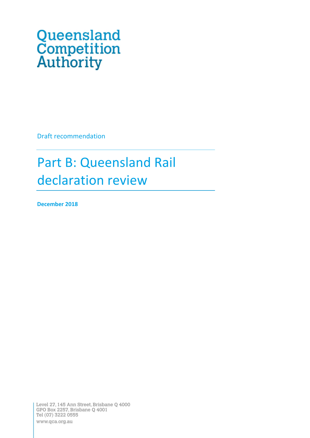 Queensland Rail Declaration Review