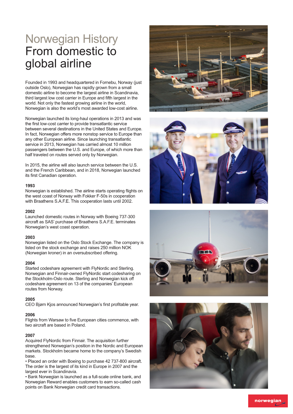 Norwegian History from Domestic to Global Airline