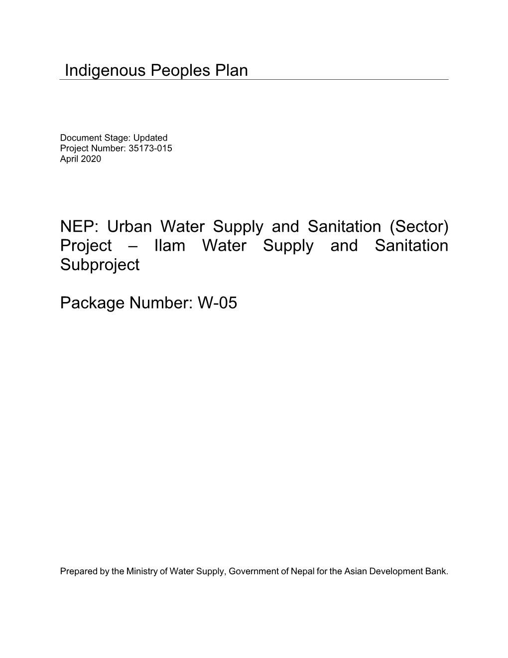 35173-015: Urban Water Supply and Sanitation (Sector) Project