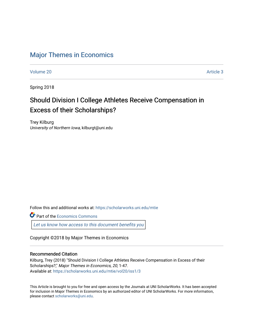 Should Division I College Athletes Receive Compensation in Excess of Their Scholarships?