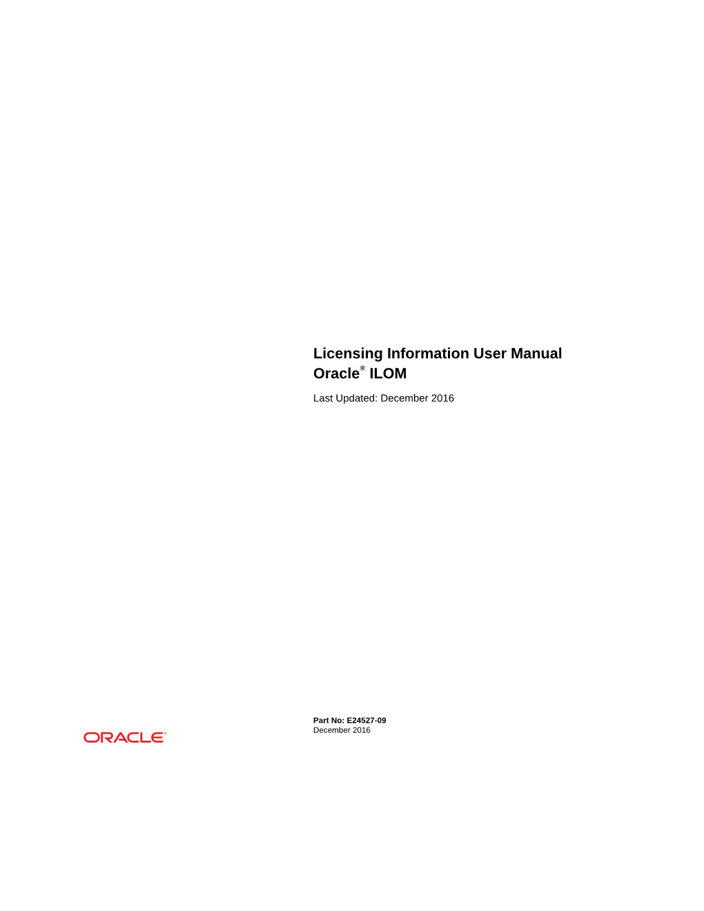 Licensing Information User Manual Oracle® ILOM