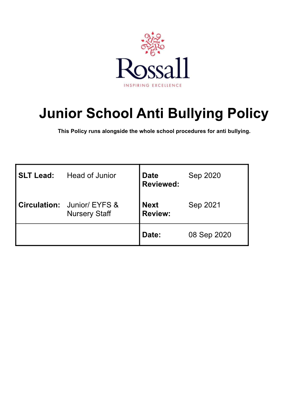 Anti-Bullying Policy