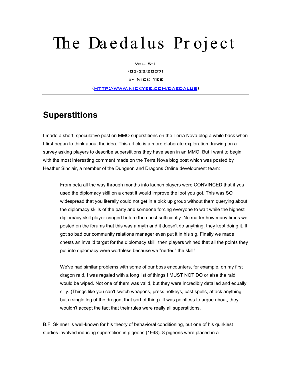 The Daedalus Project