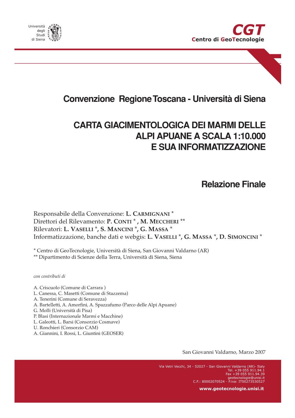 Convenzione Regione Toscana - Università Di Siena