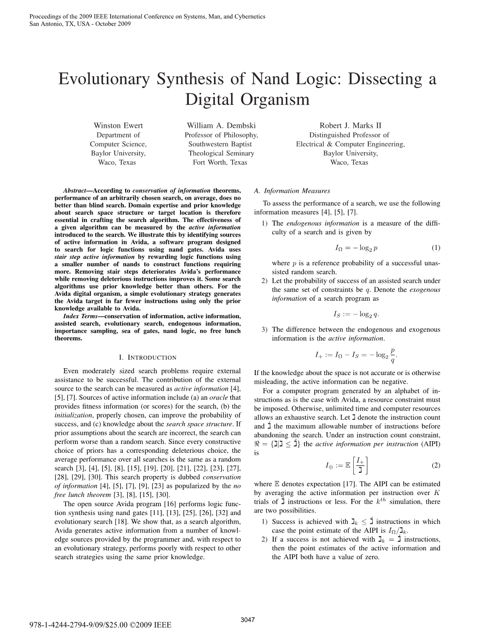 Evolutionary Synthesis of Nand Logic: Dissecting a Digital Organism