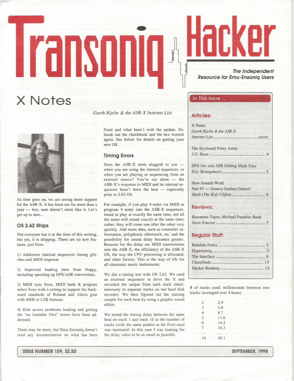 X Notes in This Issueissue