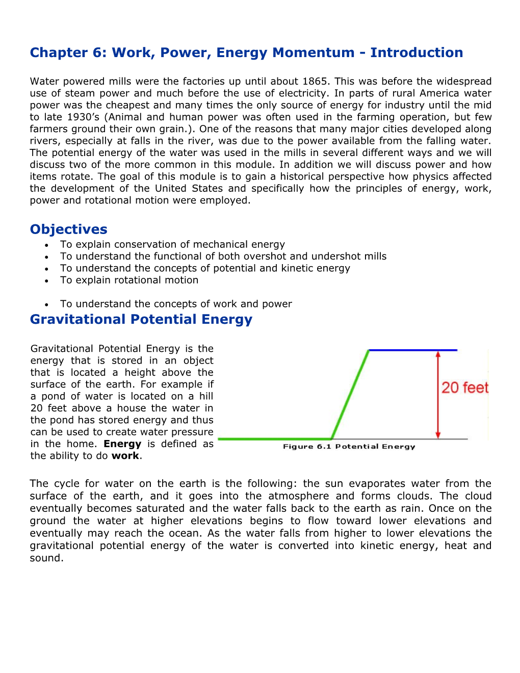 Chapter 6: Work, Power, Energy, Moment of Inertia - Introduction