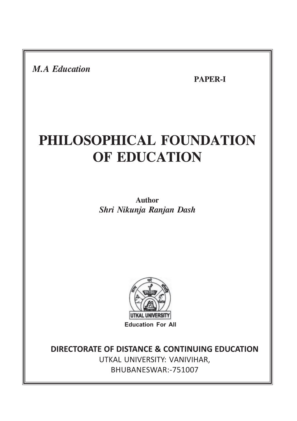 Philosophical Foundation of Education