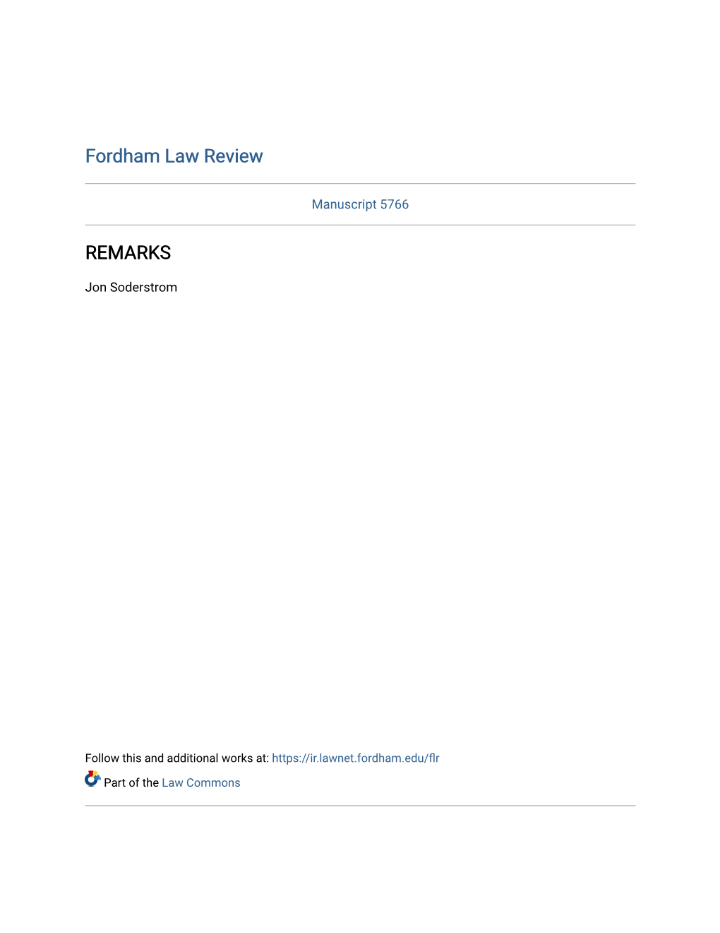 Fordham Law Review REMARKS