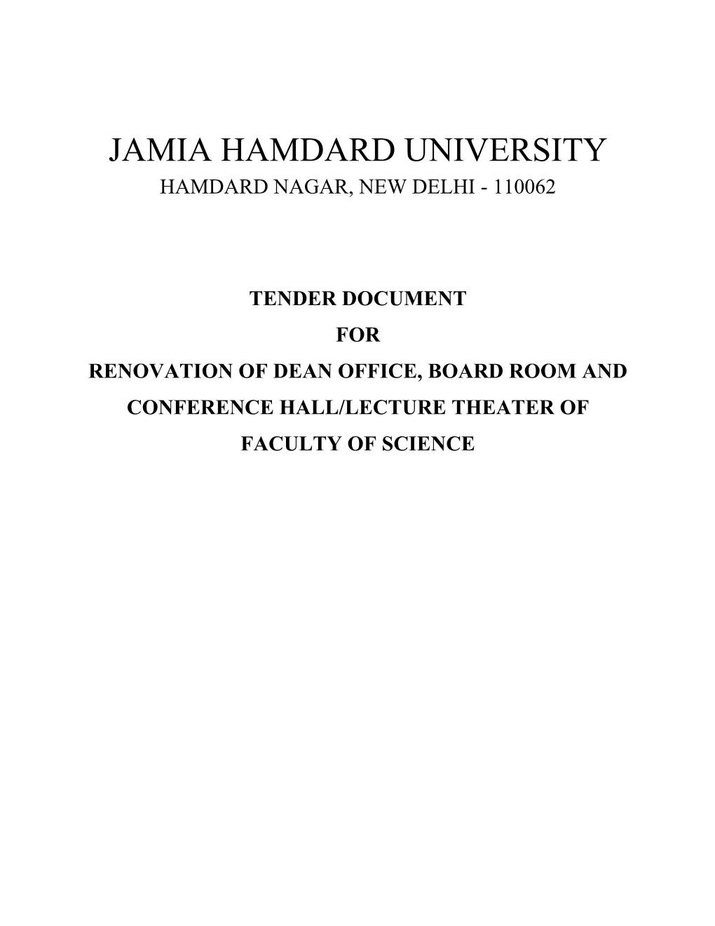 Jamia Hamdard University Hamdard Nagar, New Delhi - 110062