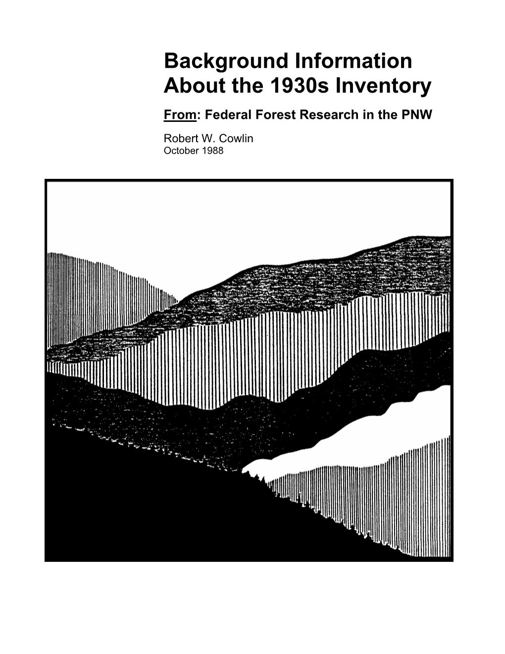 Background Information About the 1930S Inventory