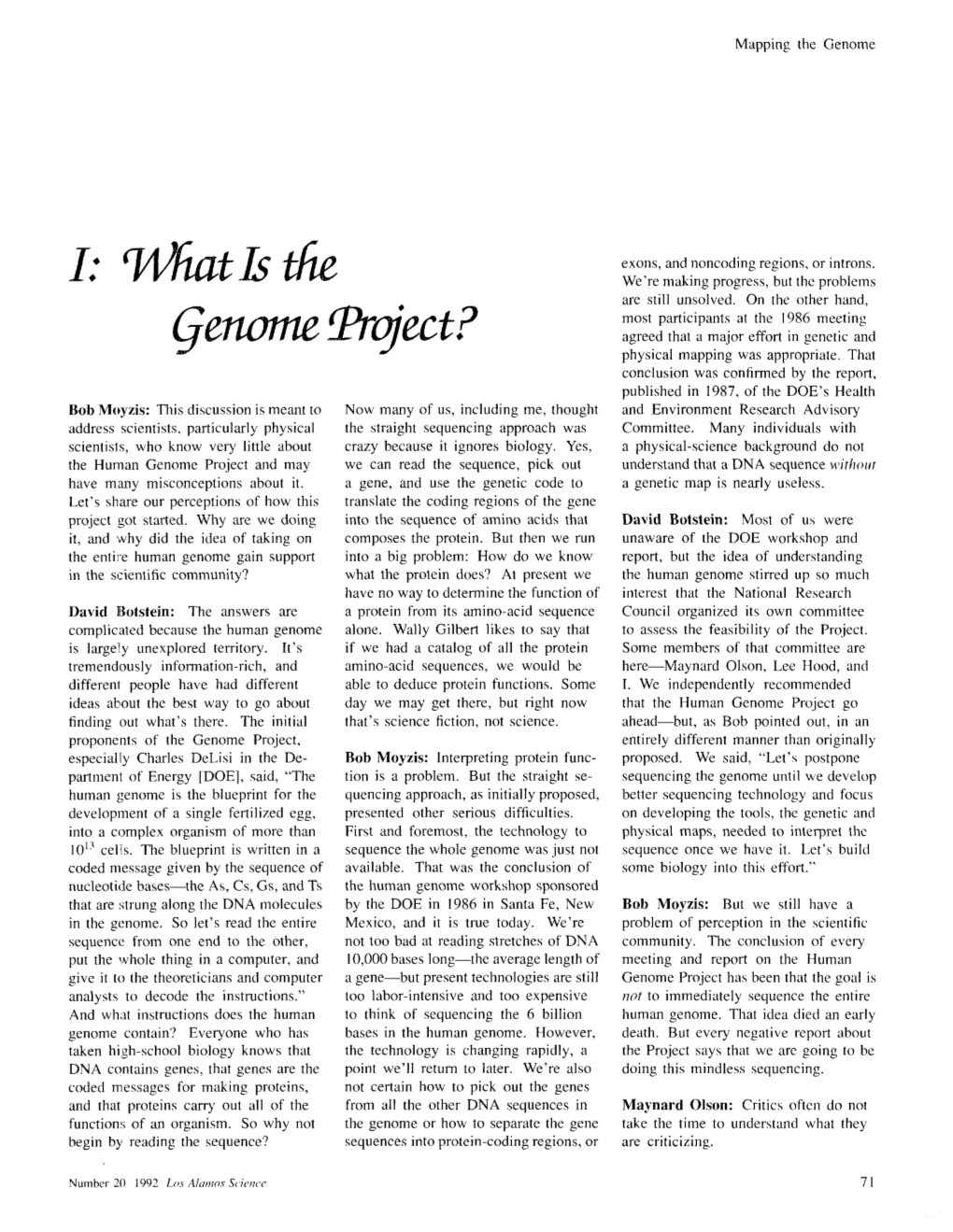 I: What Is the Genome Project?