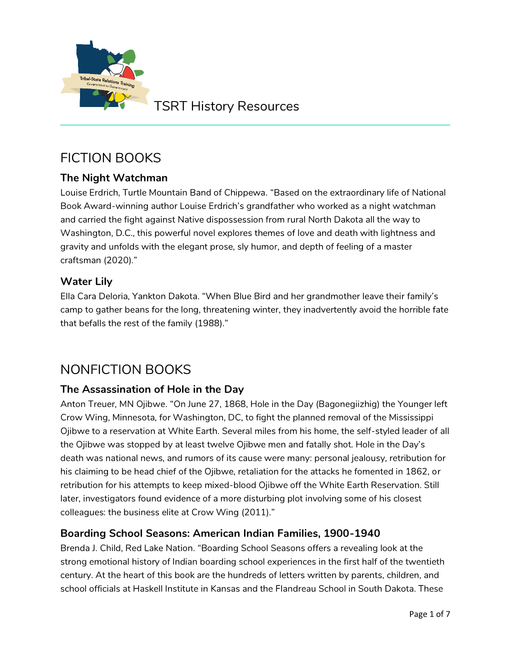 TSRT History Resources FICTION BOOKS NONFICTION BOOKS