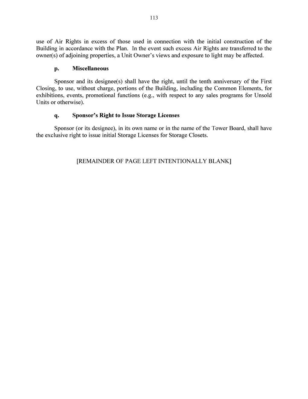 Use of Air Rights in Excess of Those Used in Connection with the Initial Construction of the Building in Accordance with the Plan