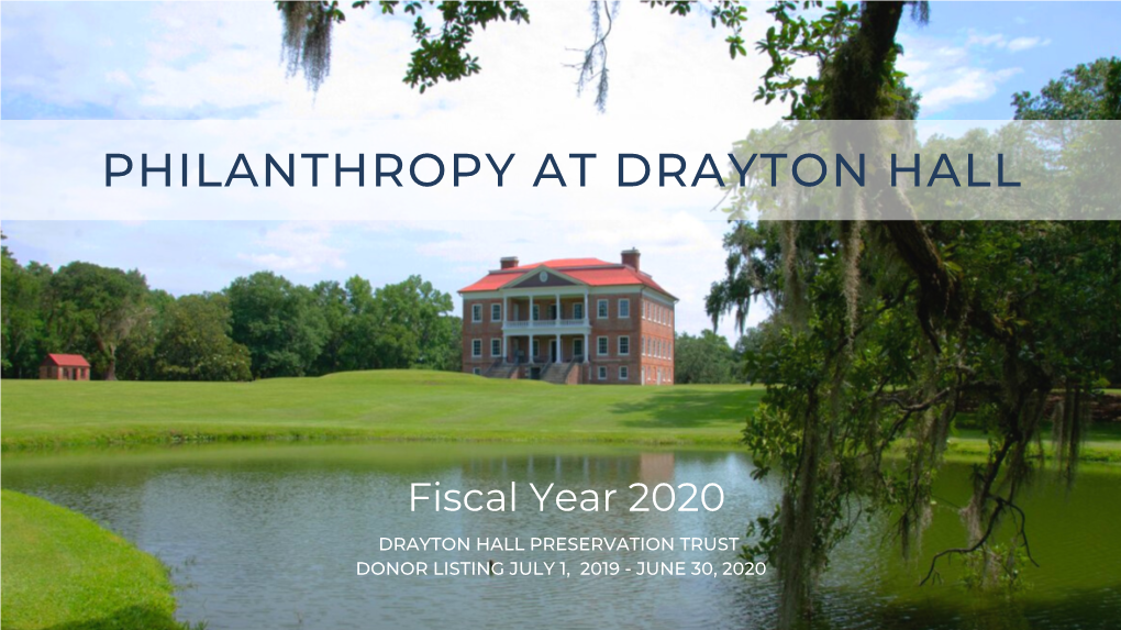 2020 Drayton Hall Donor List