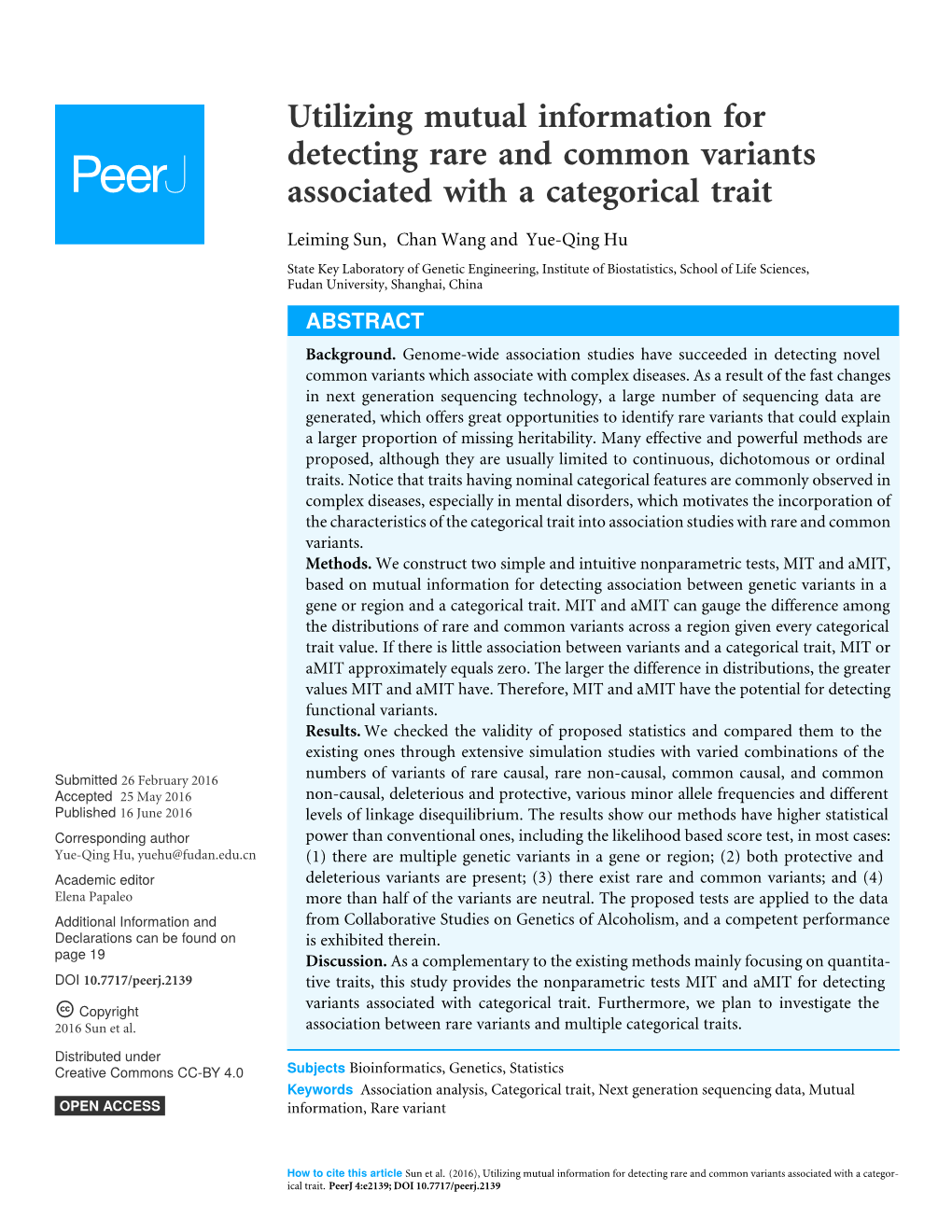 Utilizing Mutual Information for Detecting Rare and Common Variants Associated with a Categorical Trait