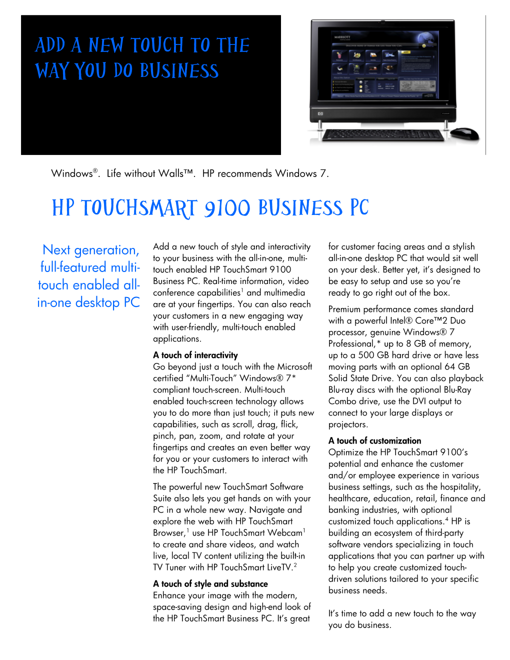 HP Touchsmart 9100 Business Pc