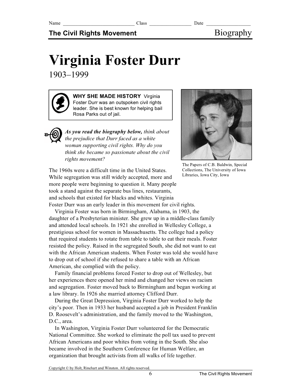 Virginia Foster Durr 1903–1999