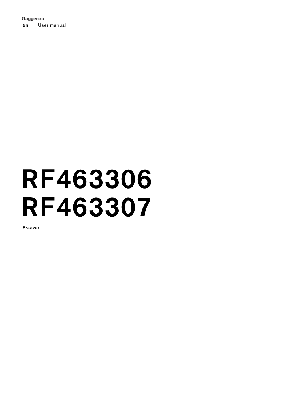 RF463306 RF463307 Freezer En En Table of Contents