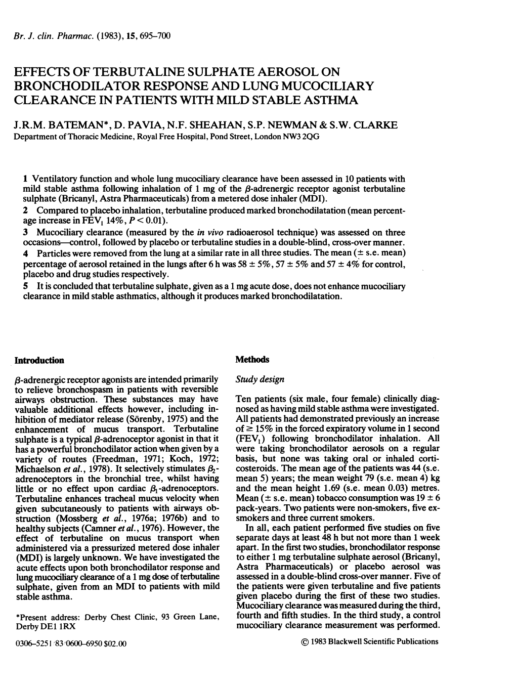 Bronchodilator Response and Lung Mucociliary Clearance in Patients with Mild Stable Asthma J.R.M