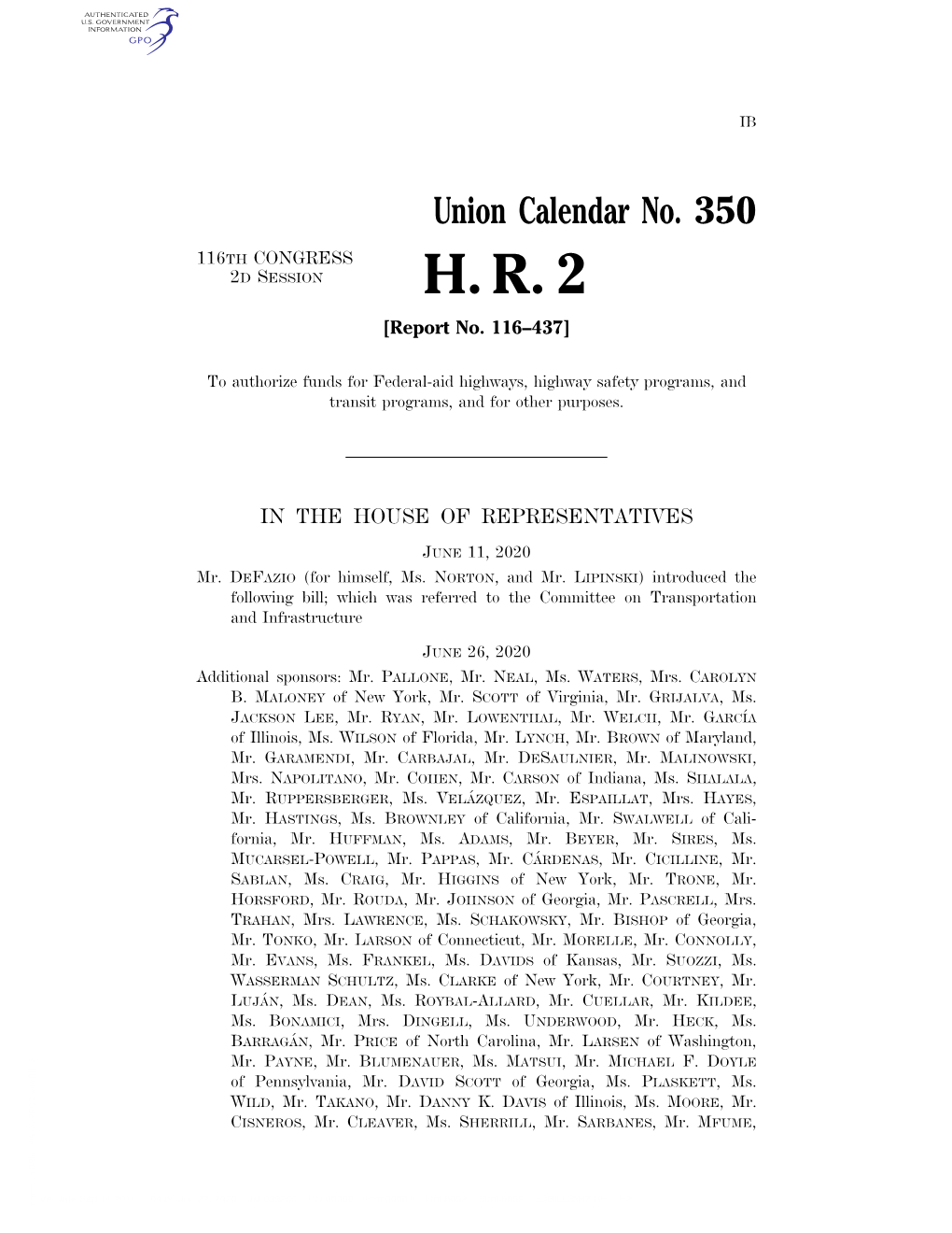 H. R. 2 [Report No