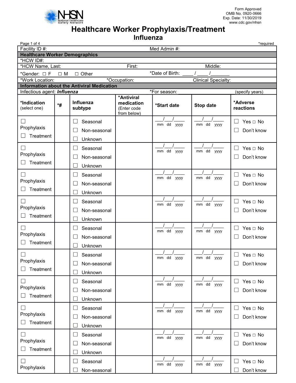 Healthcare Worker Prophylaxis/Treatment