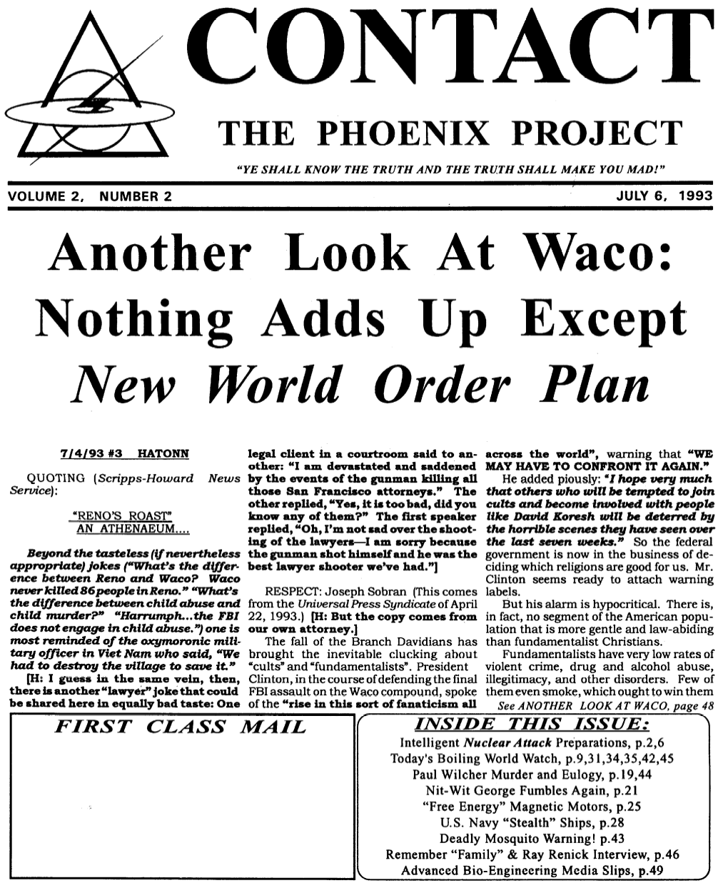 Another Look at Waco—Nothing Adds up Except New World Order Plan