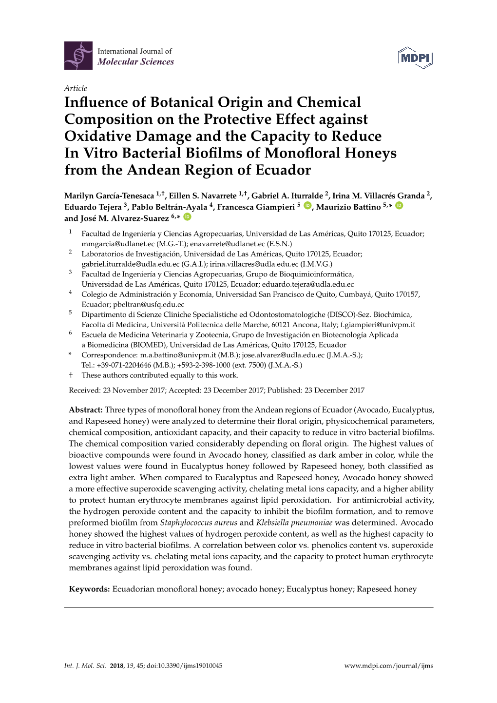 Influence of Botanical Origin and Chemical Composition on The