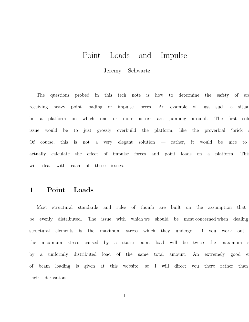 Point Loads and Impulse