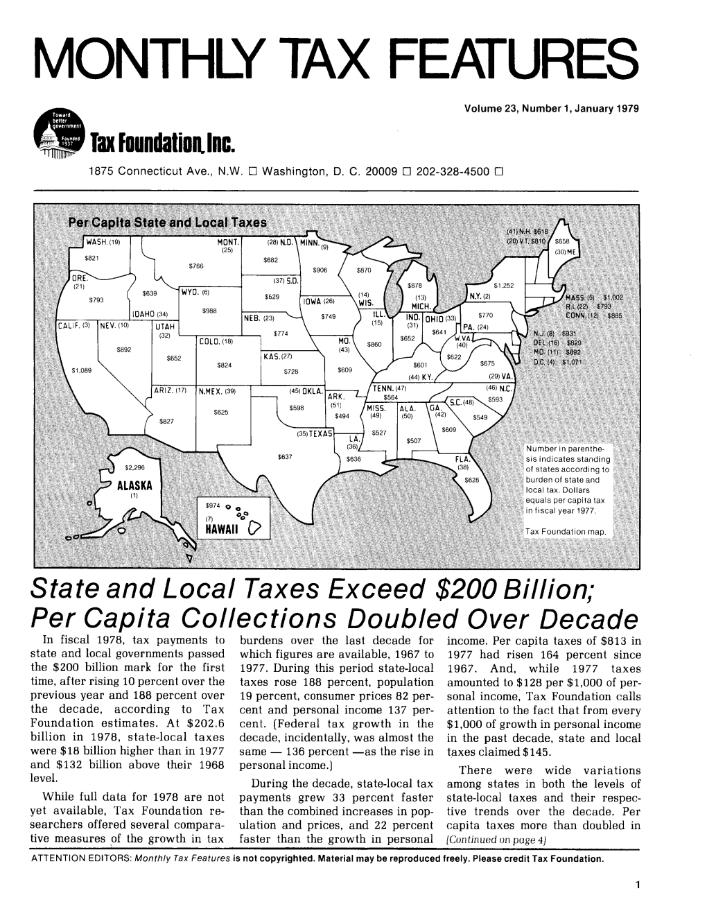 Tax Features Volume 23 Number 1 January 1979