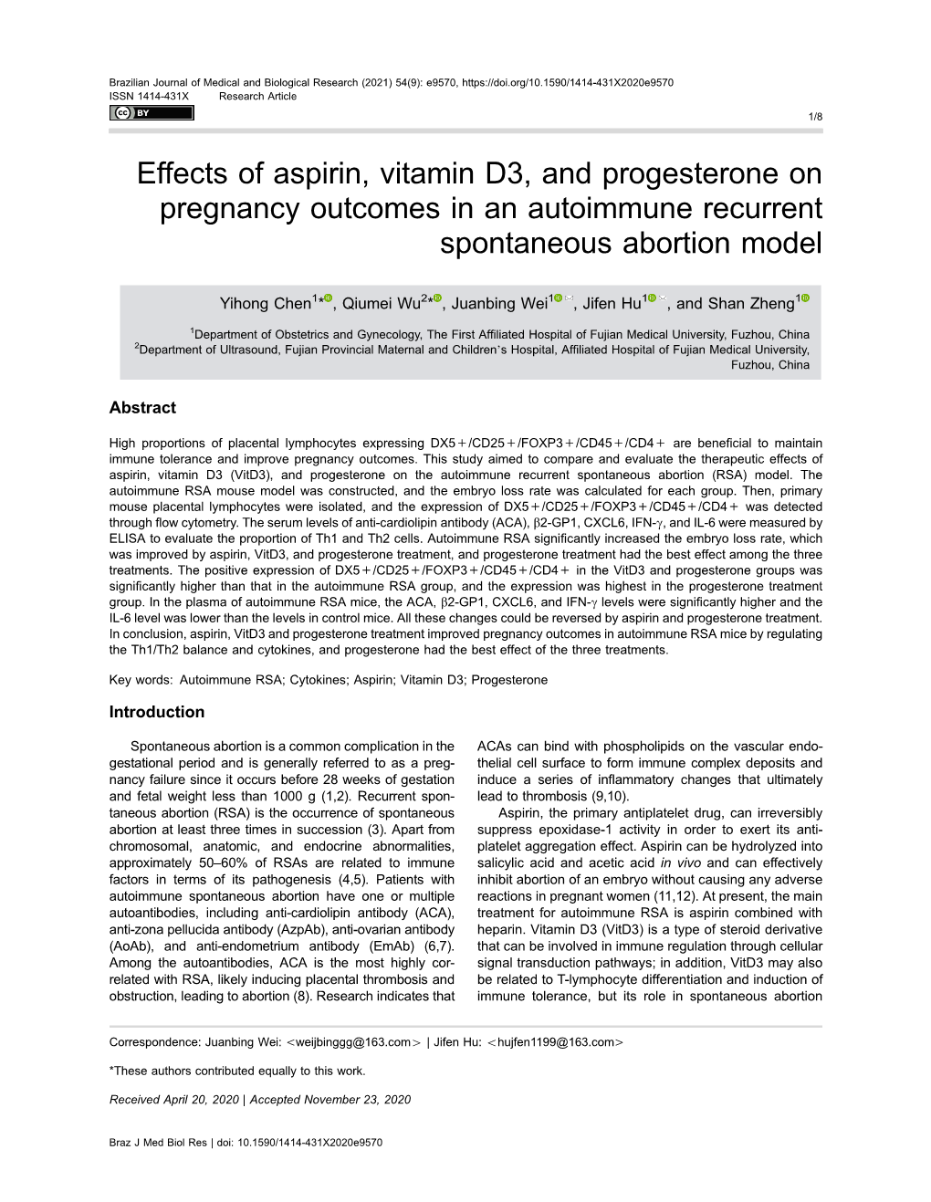 Effects of Aspirin, Vitamin D3, and Progesterone on Pregnancy Outcomes in an Autoimmune Recurrent Spontaneous Abortion Model