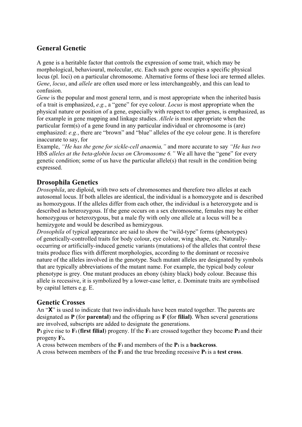 General Genetic Drosophila Genetics Genetic Crosses