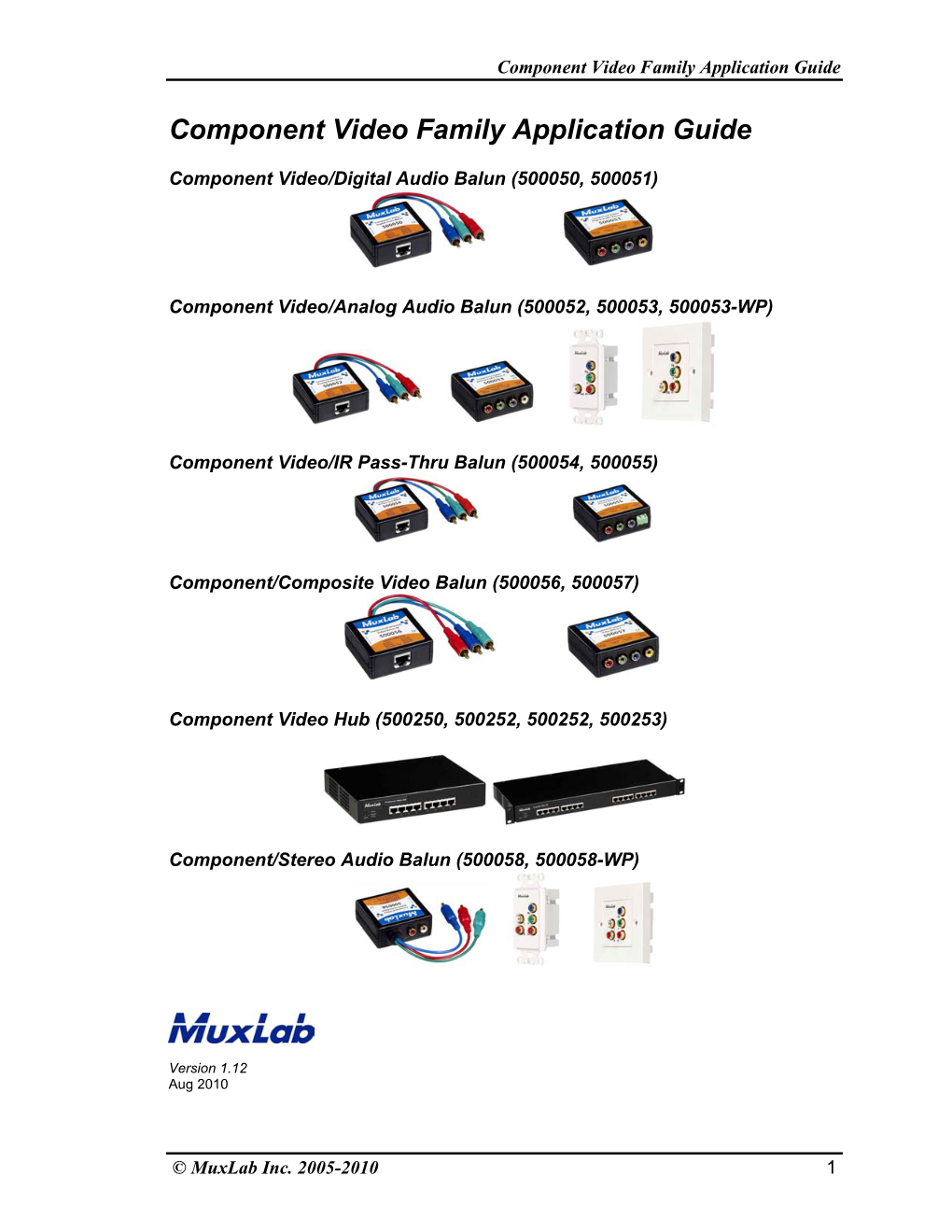 Component Video Family Application Guide