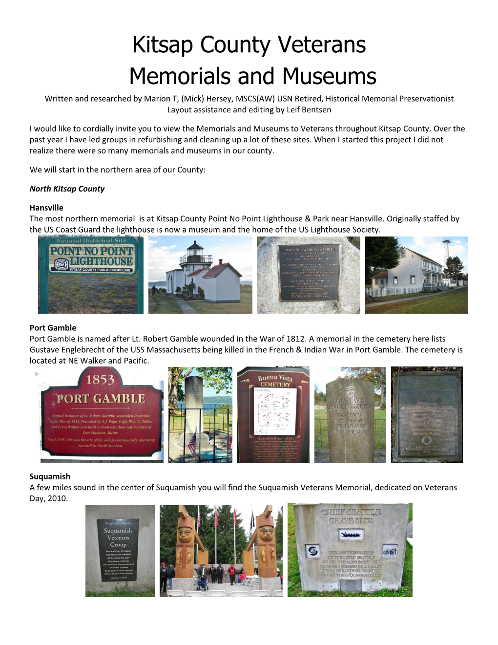 2013 Veterans Memorials in Kitsap County