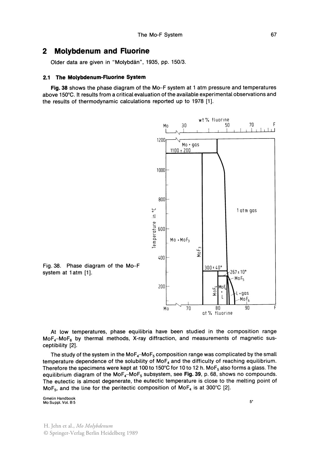 2 Molybdenum and Fluorine Older Data Are Given in "Molybdän", 1935, Pp